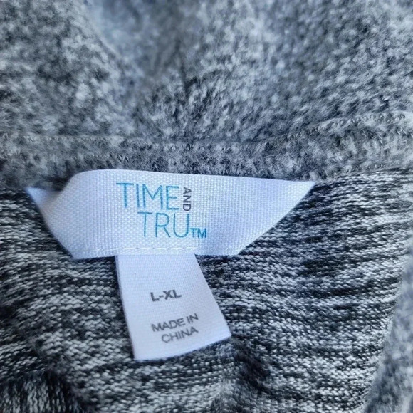 Time and Tru Soft Fleece Cowl Pullover Tunic Cozy Warm Top Heather Grey L XL - Picture 4 of 9